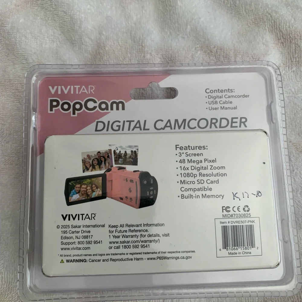 Vivitar PopCam Pink Digital Camcorder - Compact Full HD Video